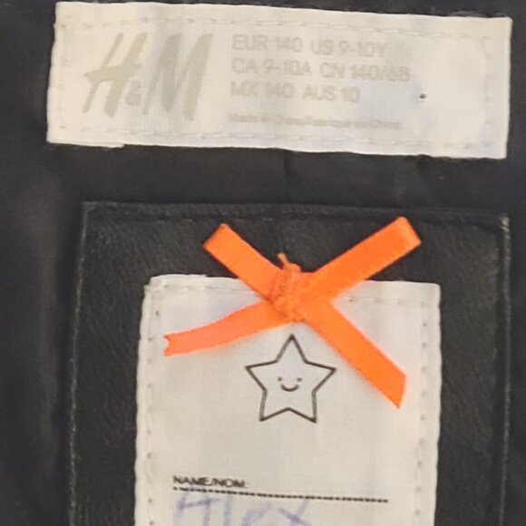 Girl's H&M black faux leather cool mini jacket Size 9-10Y - Picture 4 of 4